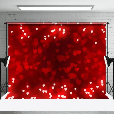 Aperturee Romantic Hot Red Heart Happy Valentines Day Backdrop, 3X2FT(1MX0.6M), 14 USD, valentines day backdrops, NYHD1I48-M