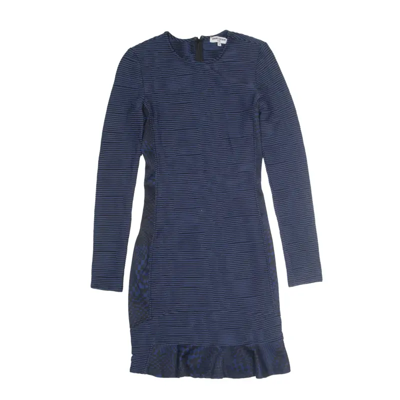 OPENING CEREMONY Crinkle Frill Tank Dress Blue Check Long Sleeve Knee Length Womens UK 8