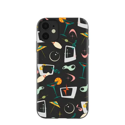 Black Mid Century Modern Party iPhone 11 Case