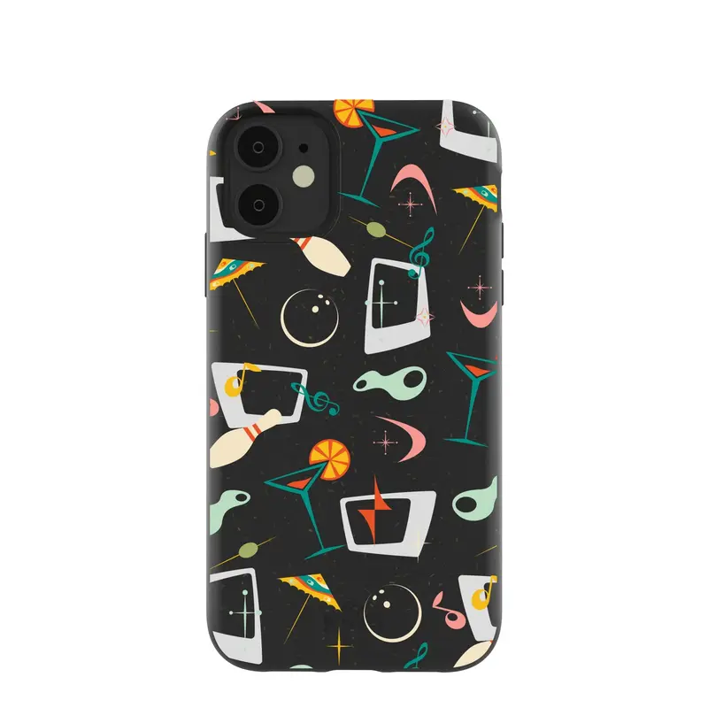 Black Mid Century Modern Party iPhone 11 Case