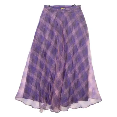 Womens A-Line Skirt Purple Long Gingham S