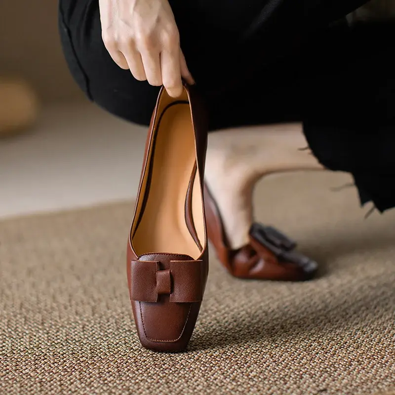 CHIKO Rose Square Toe Block Heels Loafer Flats