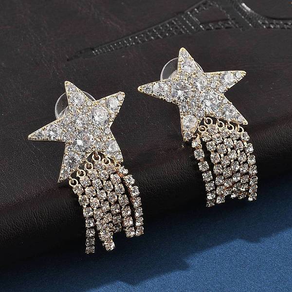 Brass Clear Cubic Zirconia Stud Earrings