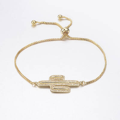 Adjustable Brass Micro Pave Cubic Zirconia Bolo Bracelets