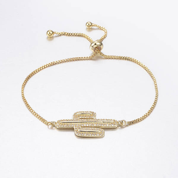 Adjustable Brass Micro Pave Cubic Zirconia Bolo Bracelets