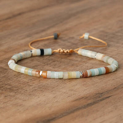 Natural Amazonite Beaded Braided Bracelets
