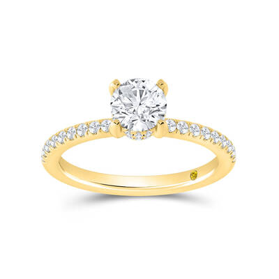 Kyoto Hidden Halo Round Lab Grown Diamond Engagement Ring | 10K Yellow Gold 3 3/4 CT. TW.
