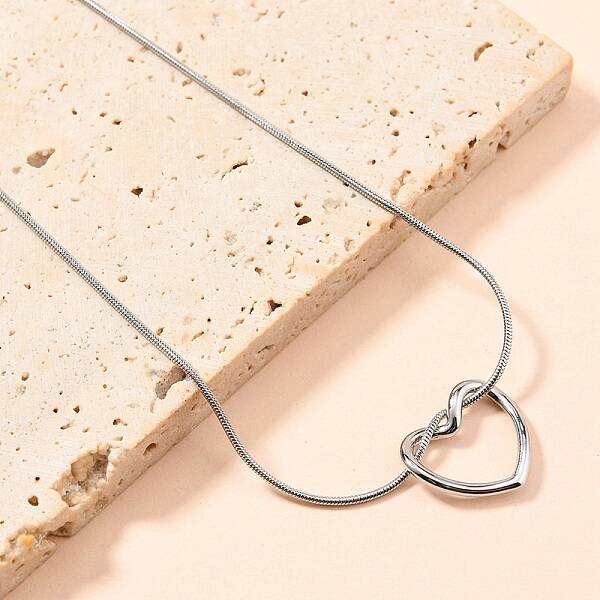 201 Stainless Steel Hollow Heart Pendant Snake Chain Necklaces for Women
