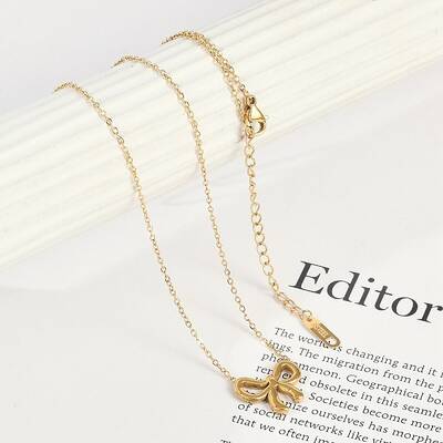 Ion Plating(IP) 304 Stainless Steel Bowknot Pendant Cable Chain Necklaces for Women