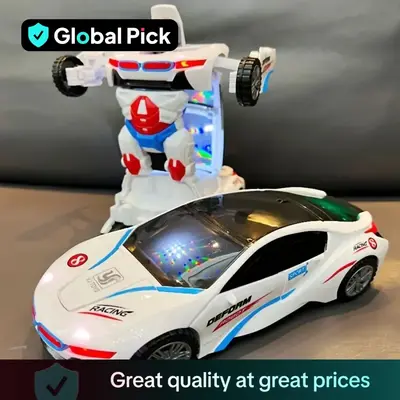 Automatic Deformation Robot Car Toy, 1 Count Transform Car Toy, Automatic Universal Avoid Obstacles Car Toy with Lights and...