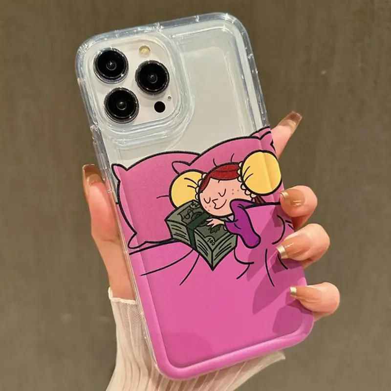 Cartoon Girl Pattern Phone Case, Anti-drop Clear Phone Cases, Decorative Phone Protector Cover Compatible with iPhone 11 12 1...
