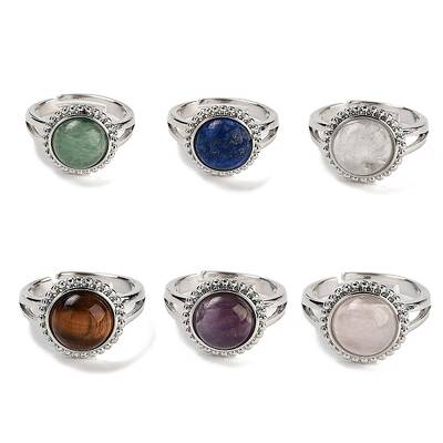 Natural Mixed Stone Round Adjustable Rings