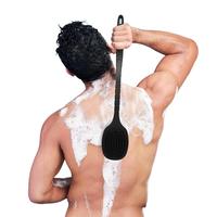 Silicone Back Massage Brush, Double-sided Exfoliating Shower Scrubber with Long Handle, Manual Massage Tool for Home Bathroom...
