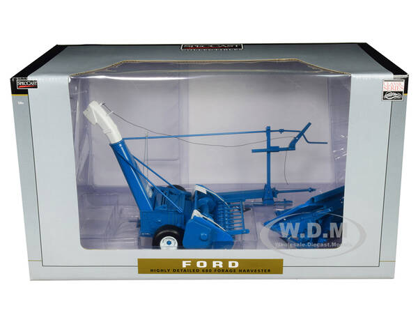 Ford 680 Forage Harvester with Hay Head and Corn Head Blue Classic Series 1/16 Diecast Model by SpecCast