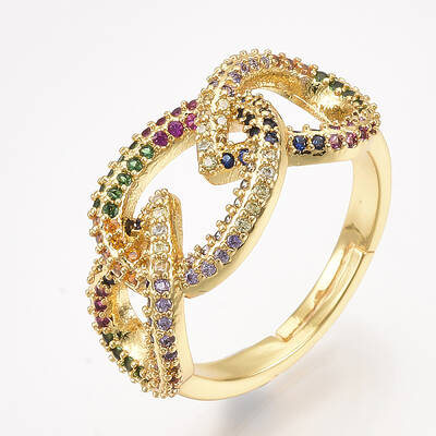 Adjustable Brass Micro Pave Cubic Zirconia Finger Rings
