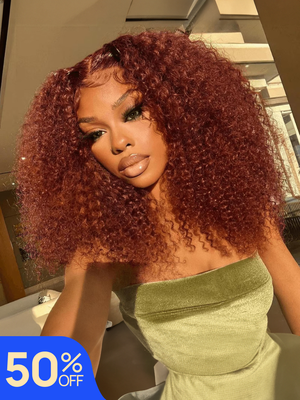 Nadula Flash Sale Reddish Brown Color Curly Hair Pre-Cut Lace 4x4 And 6x4.5 Lace Closure Glueless Wear Go Wigs