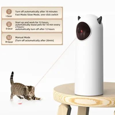 Automatic Laser Cat Toy USB Rechargeable Cat Toy for Indoor Dogs, Manual M-Button Mode, 3 Speed Modes, Small Size, Indoor Use...