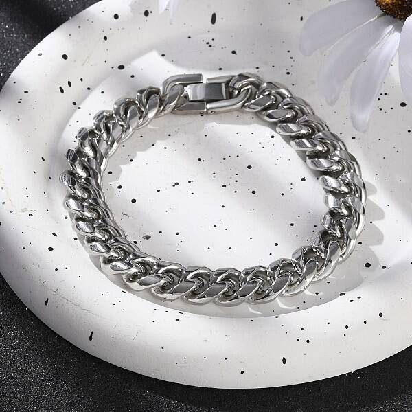 304 Stainless Steel Cuban Link Chain Bracelets for Men