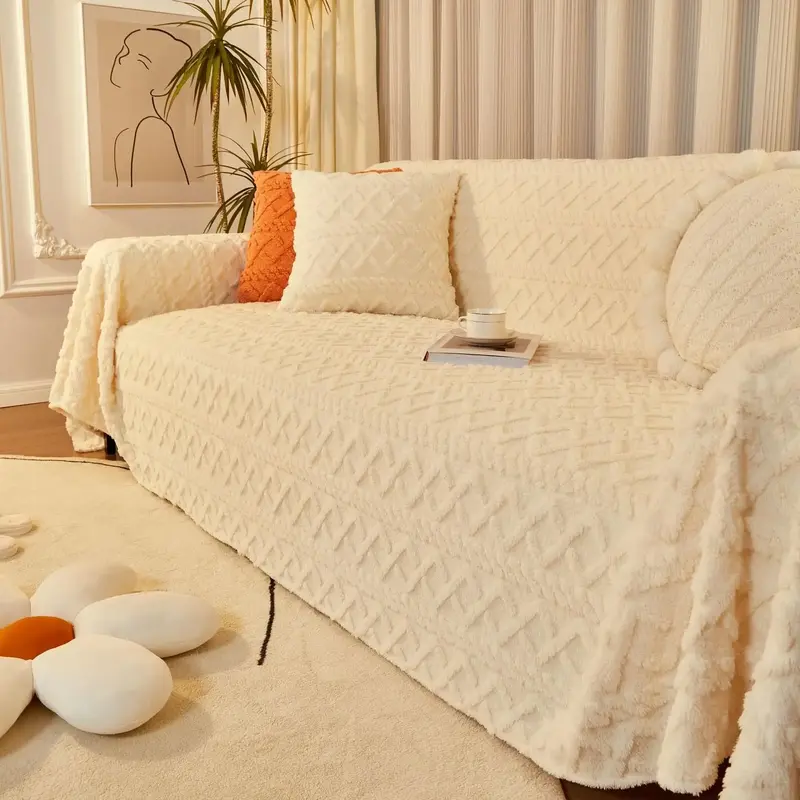 Geometric Jacquard Sofa Cover, 1 Count Double-sided Washable Sofa Towel, Room Decor Soft Comfortable Sofa Protector for Home ...