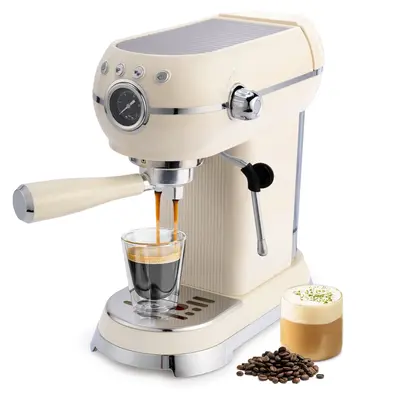SUSTEAS 20 bar espresso machine with milk frother for latte and cappuccino, Expressions coffee machine with removable water t...