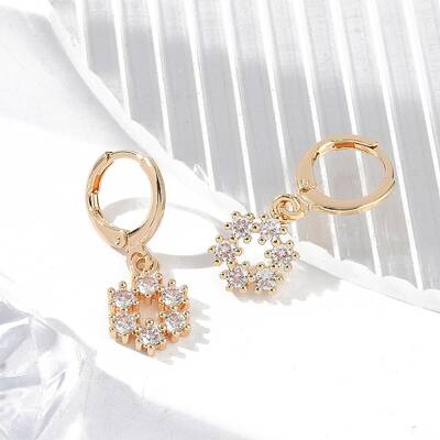 Brass Micro Pave Clear Cubic Zirconia Leverback Earrings