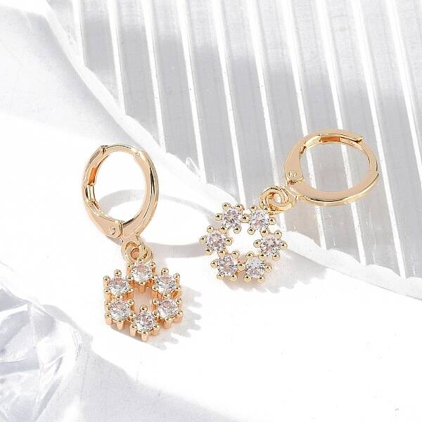 Brass Micro Pave Clear Cubic Zirconia Leverback Earrings