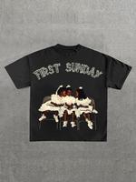 Men's Regular Fit Girl & Letter Print Round Neck Tee, Casual Short Sleeve Crew Neck T-shirt for Summer, Men's Top for Daily W...