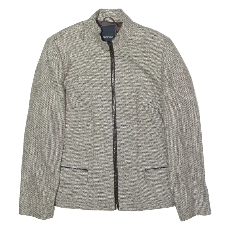 BIANCA Womens Jacket Grey Knit Wool UK 14