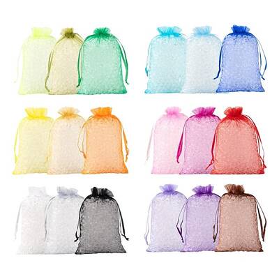 90Pcs 18 Style Organza Bags Jewellery Storage Pouches Wedding Favor Party Mesh Drawstring Gift