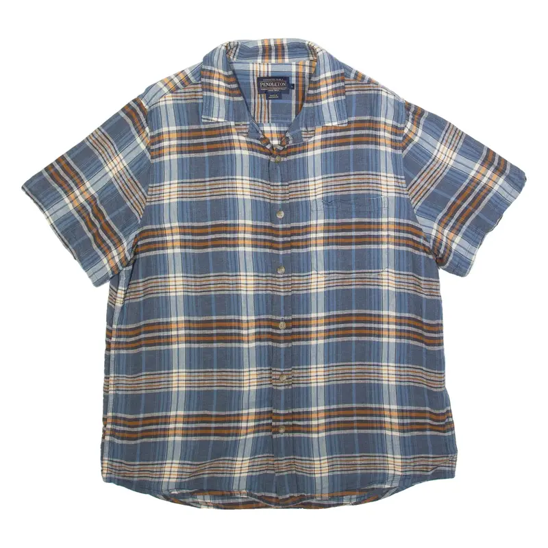 PENDLETON Mens Shirt Blue Linen Check L