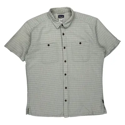 Patagonia Checked Short Sleeve Shirt - Large Grey Cotton