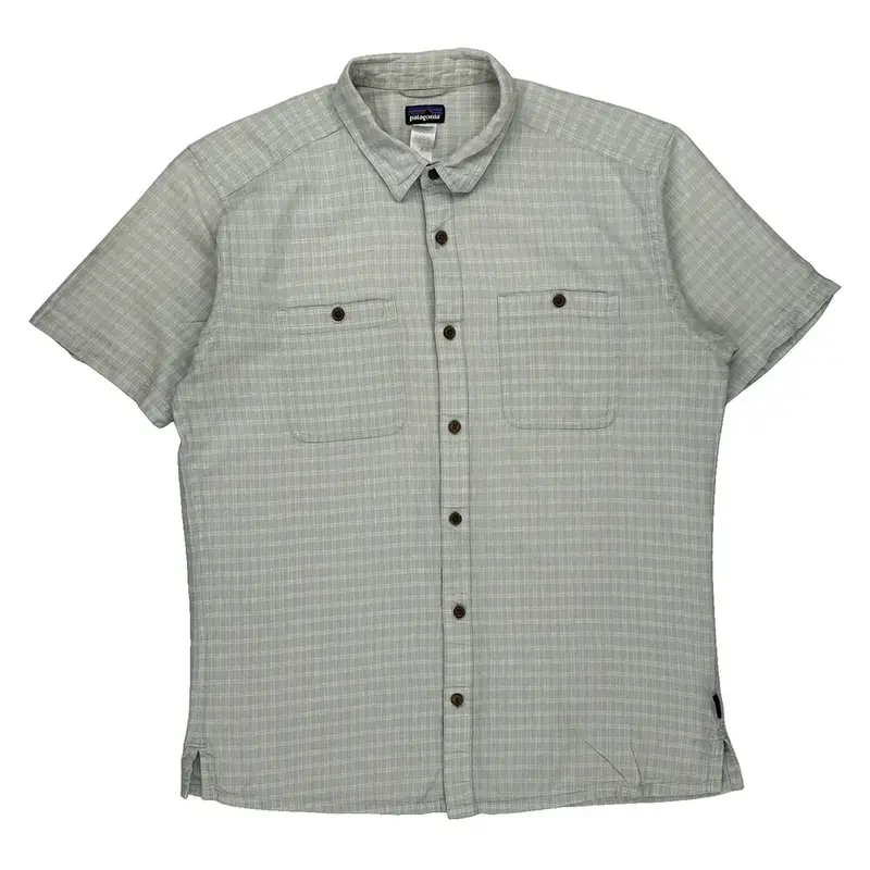 Patagonia Checked Short Sleeve Shirt - Large Grey Cotton