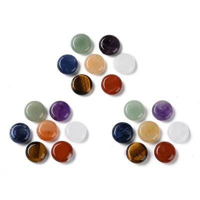 Natural Mixed Gemstone Flat Round Palm Stones