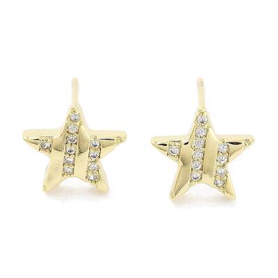 Brass Micro Pave Clear Cubic Zirconia Studs Earring for Women