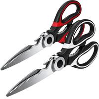 Kitchen Scissors with Cover, 2 Counts Stainless Steel Multi-functional Scissors for Food, Chicken, Poultry, Fish, Pizza, Herb...