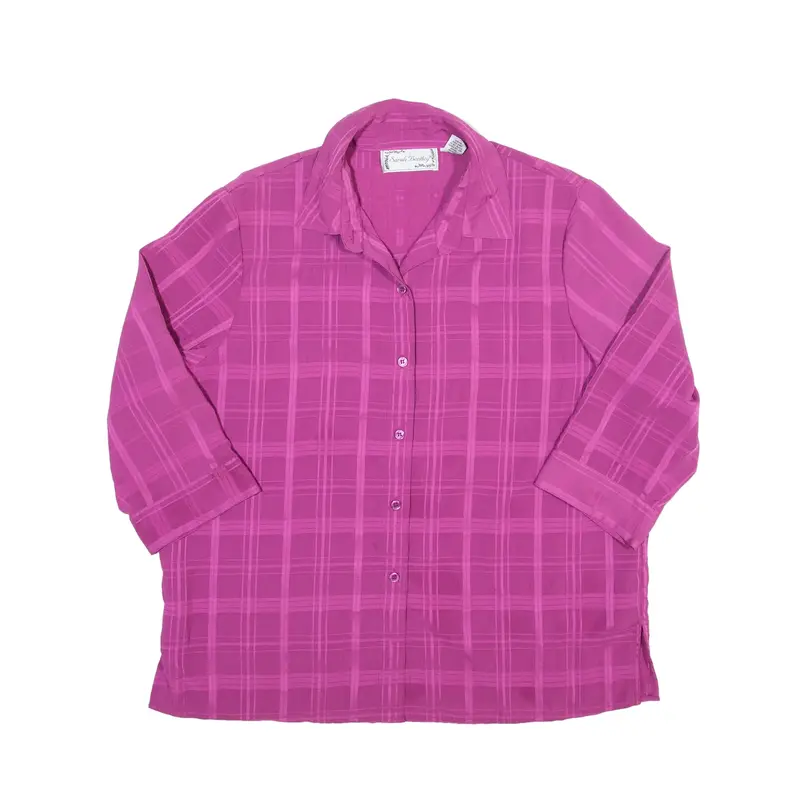 SARAH BENTLEY Blouse Pink Collared Geometric 3/4 Sleeve Womens L