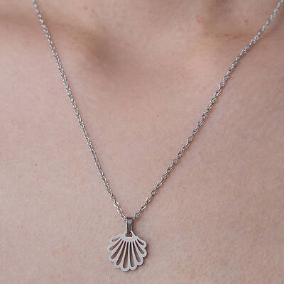 Non-Tarnish 201 Stainless Steel Hollow Shell Pendant Necklace