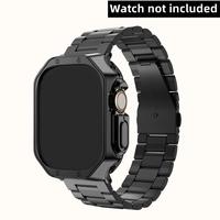 Smartwatch Band with Case for Apple Watch, 1 Count Stainless Steel Smartwatches Band with TPU Cover, Stylish Replacement Sma...