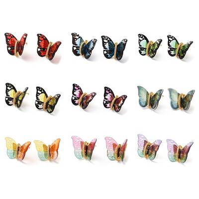 Film Butterfly Stud Earrings with Cubic Zirconia