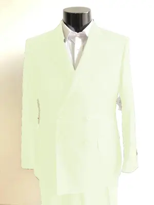 Four Button Double breasted Suit - White Slim Fi Suits Double Breasted Suit