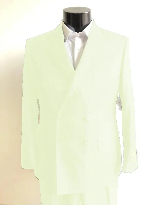 Four Button Double breasted Suit - White Slim Fi Suits Double Breasted Suit