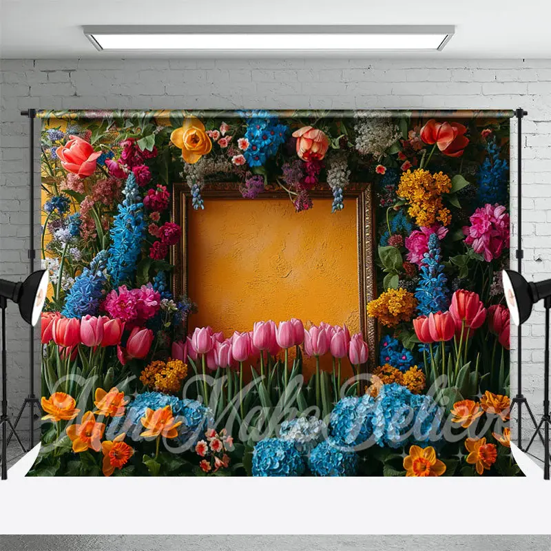 Vivid Color Spring Flowers Tulip Floral Backdrop - Aperturee