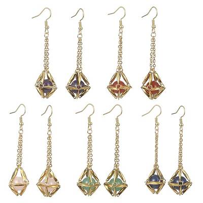 Natural Gemstone Dangle Earrings