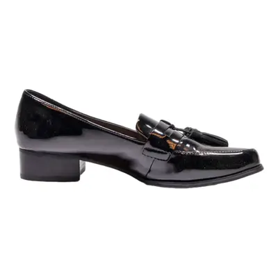 TAHARI Loafer Shoes Black Leather Womens UK 4