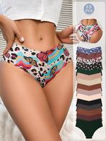 Women's Colorblock & Leopard Print Panty, Soft Comfy Breathable Seamless Knicker for Daily Wear, Underwear for All Seasons, C...