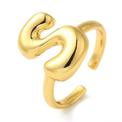 Initials Brass Open Cuff Ring for Women