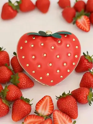 Women's Cute Fruit-Shaped Rivet Messenger Bag, Unique Design Crossbody Shoulder Bag for All Seasons, Perfect for Dates & Casu...