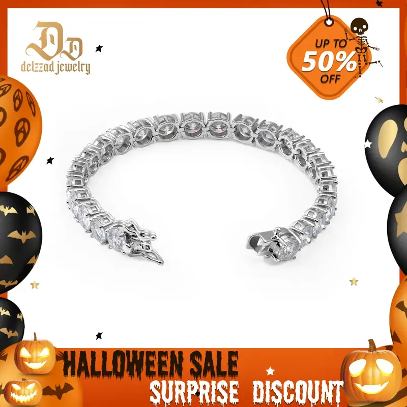 Delzzad Tennis Bracelet VVS D Color Synthetic Moissanite S925 Sterling Silver Tennis Chain Birthday Anniversary Mother's Day ...