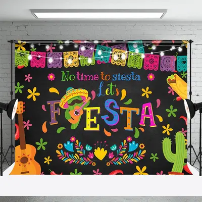 No Time to Siesta Cactus Mexican Fiesta Backdrop - Aperturee