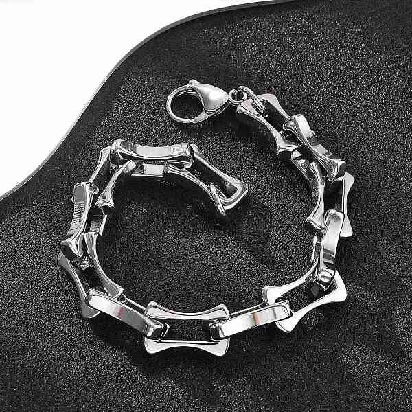 304 Stainless Steel Bone Link Bracelets for Women Men